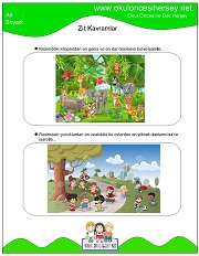 Resimli Zıt Kavram Çalışma Sayfaları